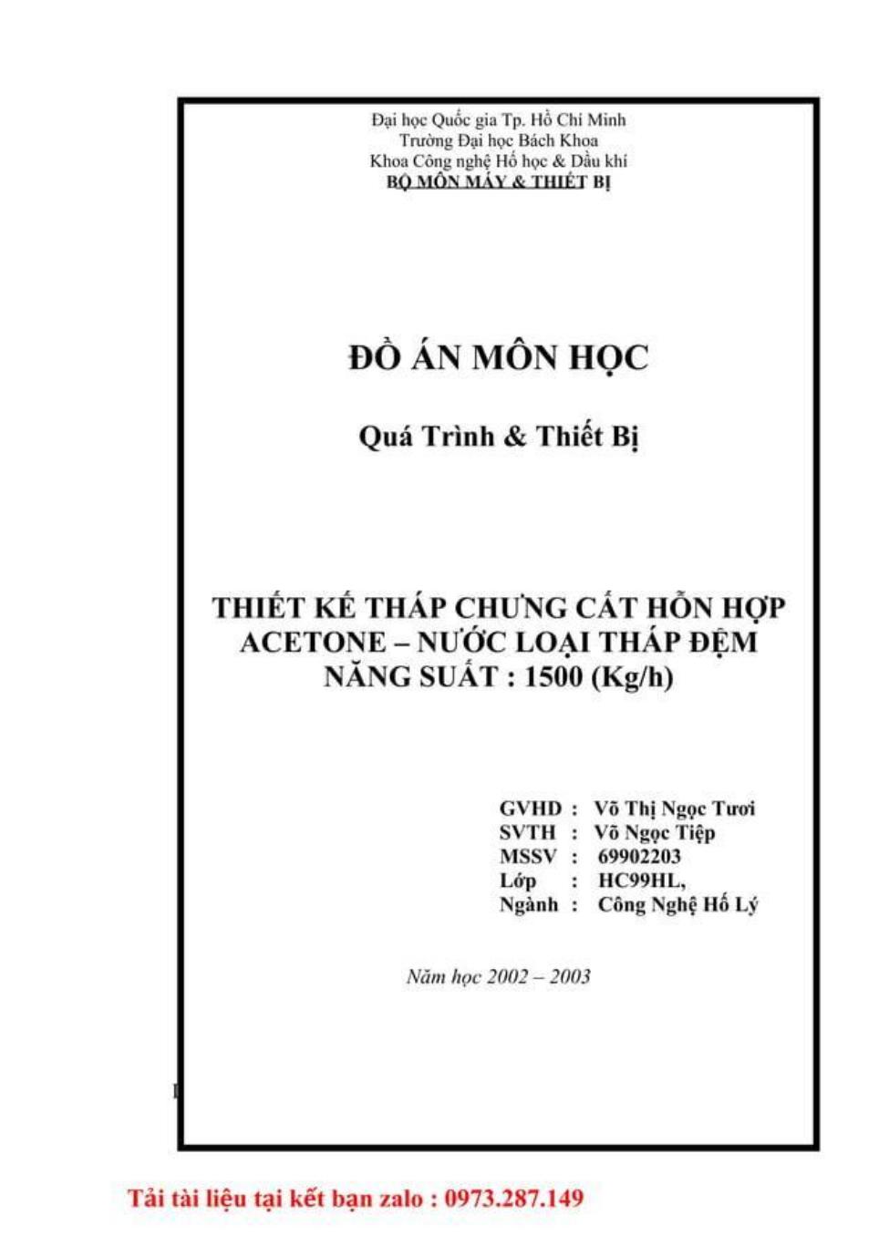 Tháp đệm chưng cất